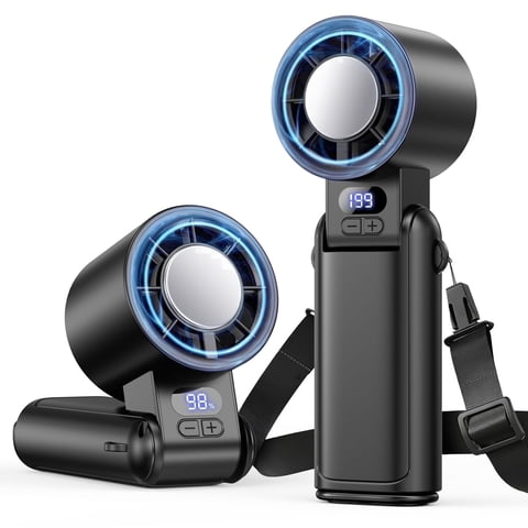 Lolsea Portable Handheld Mini Fan, 1-199 Speed Adjustable Turbo Desk Fans with 5000mAh Rechargeable Battery, LED Display