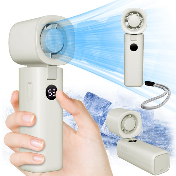 Portable Handheld Mini Fan Rechargeable: Small Hand Personal Adjustable 5 Speed Wind Cooling Air for Travel Face lash Indoor Outdoor Office Camping Household Women Men Kid