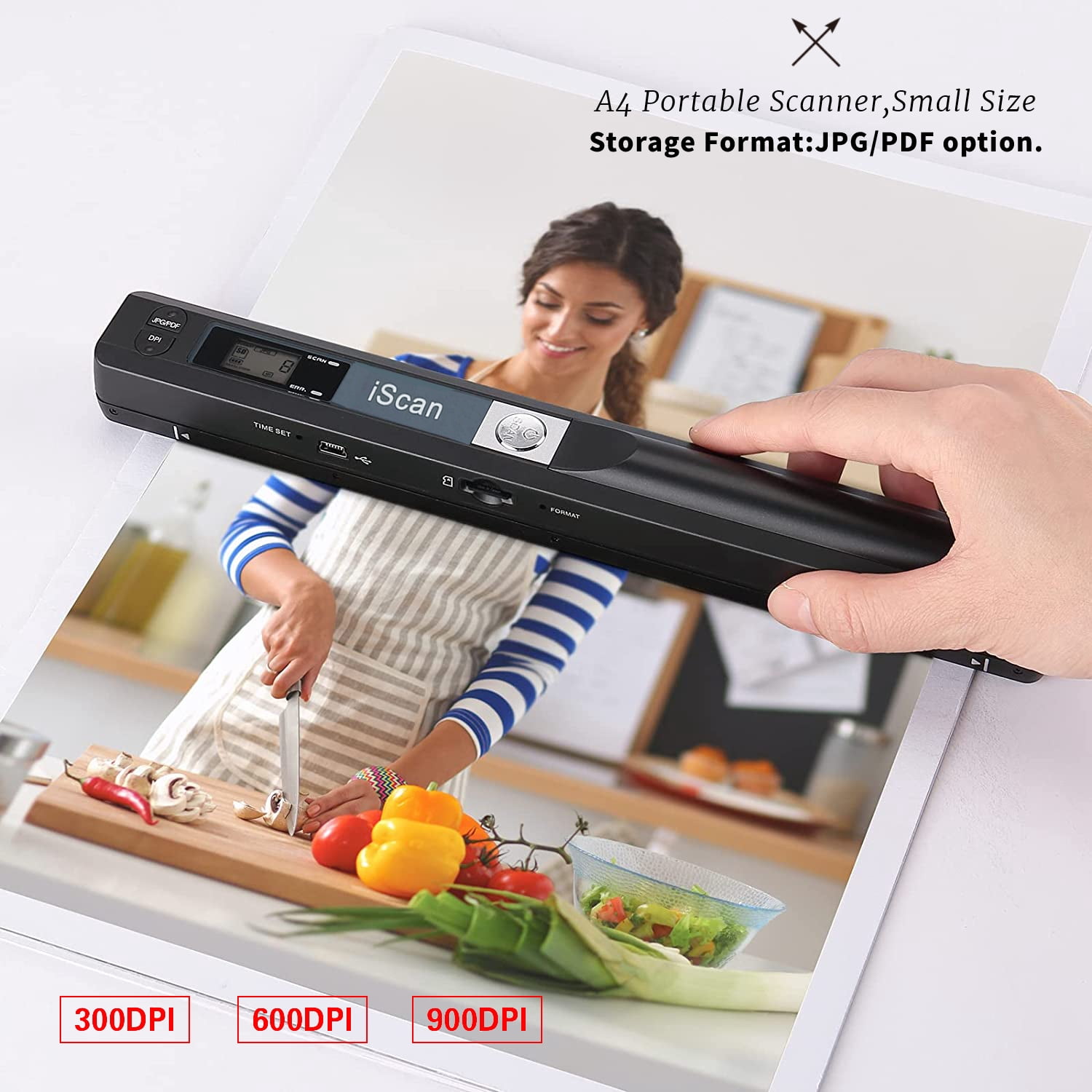 Scan Mini Portable Scanner Portable Handheld Mini Scanner iScan A4 900DPI HD Scanner for School ...