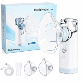 Portable Handheld Mist Device with digital display for Home Use Quiet Mesh Atomizer for Adults & Kids White Grey