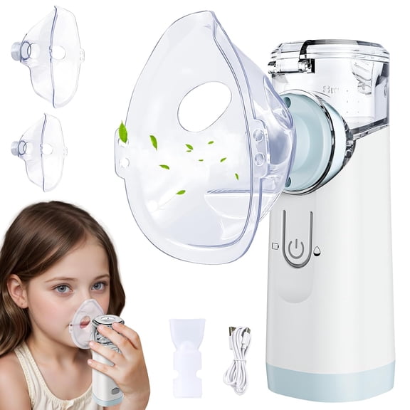Portable Handheld Mist Device with digital display for  Home Use Quiet Mesh Atomizer for Adults & Kids  White Grey