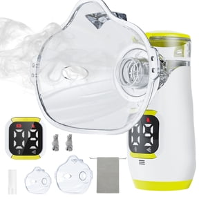 Portable Handheld Mist Device with digital display for Home Use Quiet Mesh Atomizer for Adults & Kids Yellow