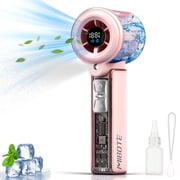 MIBOTE Handheld Rechargeable Misting Fan with Digital Display, 30ml Water Tank, Multiple Speeds, Portable for Outdoor and Travel  Pink