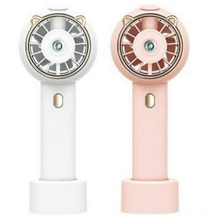 Portable Handheld Misting Fan - Rechargeable Battery Operated Spray Mist Fan - Water Mist Fan - Outdoors Misting Personal Cooling Device - Cooling Fans for Makeup Travel, Beach, PACK OF 2