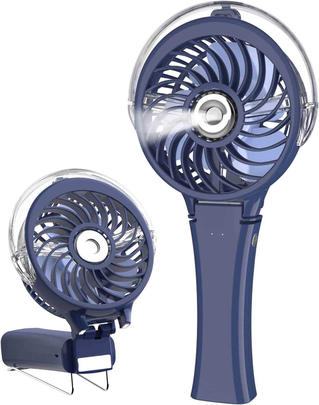 Portable Handheld Misting Fan, Rechargeable Personal Mister Fan with 7 Colorful Nightlight, Battery Operated Spray Water Mist Fan, for Travel, Outdoors, Hiking, Camping(Royal Blue)