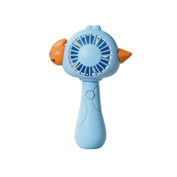 Portable Handheld Personal Mini Fan, Fish Inspired-Shape Rechargeable Three Speed-Settings Quiet Operation Small Desktop Air Circulator for Travel Commuting Study Summer, Blue
