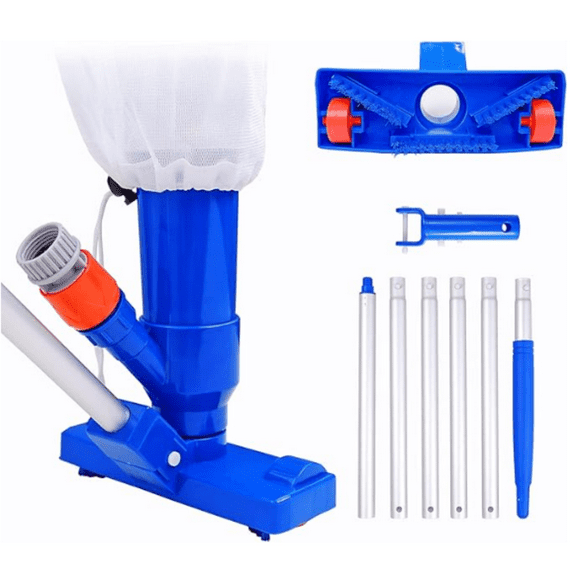 Portable Handheld Pool Vacuum for above Ground Pool - Upgraded Swimming Pool Jet Cleaner Underwater Vacuum Kit W/Brush with 5 Section Poles of 70", Small Vacuum for Spas, Ponds, Floors, Fountains