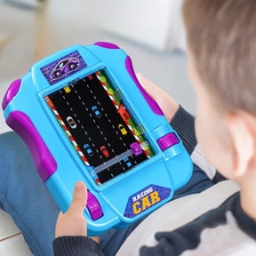 Portable Handheld Racing Game Console, Kids Simulation Race Challenge Puzzle Board Game, Parent-Child Interactive Toy, Educational Gift for Boys,Blue