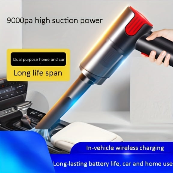 Portable Handheld Red Car Vacuum Cleaner with USB Charging, Mini Desktop Vacuum for Home and Vehicle Cleaning