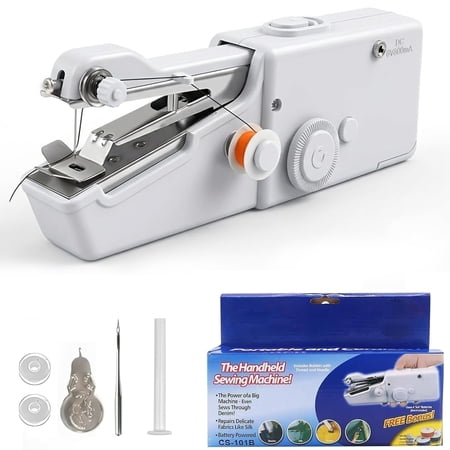 Portable Handheld Sewing Machine, 2025 New Fast Stitch Mini Electric Sewing Machines, Small Hand Held Sewing Machine for Adults Beginners DIY Fabrics Clothes Home Travel (White)