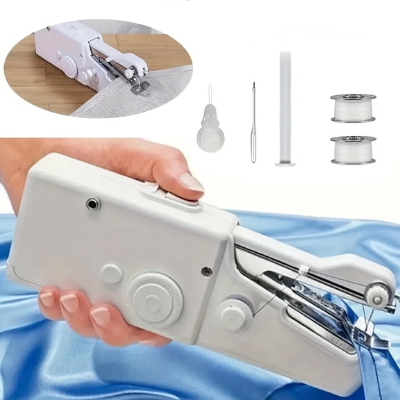 Portable Handheld Sewing Machine,Easy to Use and Fast Stitch,Mini Electric Hand-held Cordless Sewing Machine for Beginners,DIY Fabrics,Clothes,Home,Travel (White)
