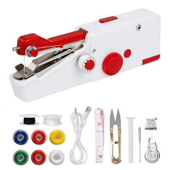 Portable Handheld Sewing Machine, Mini Heavy Duty Cordless Sewing Machine for Beginners Adults, Easy to Use Suitable for Sewing Clothes, Fabrics, Cutains, Family Travel, DIY