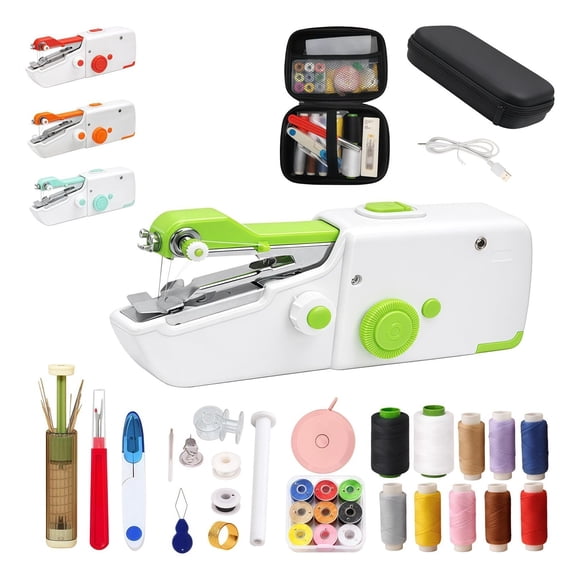 Portable Handheld Sewing Machine, Mini Rechargeable Sewing Tool for Beginners, Electric Handheld Sewing Kit, Easy Hemming & Stitching for Clothes, Pockets, and Pants, Travel-Friendly