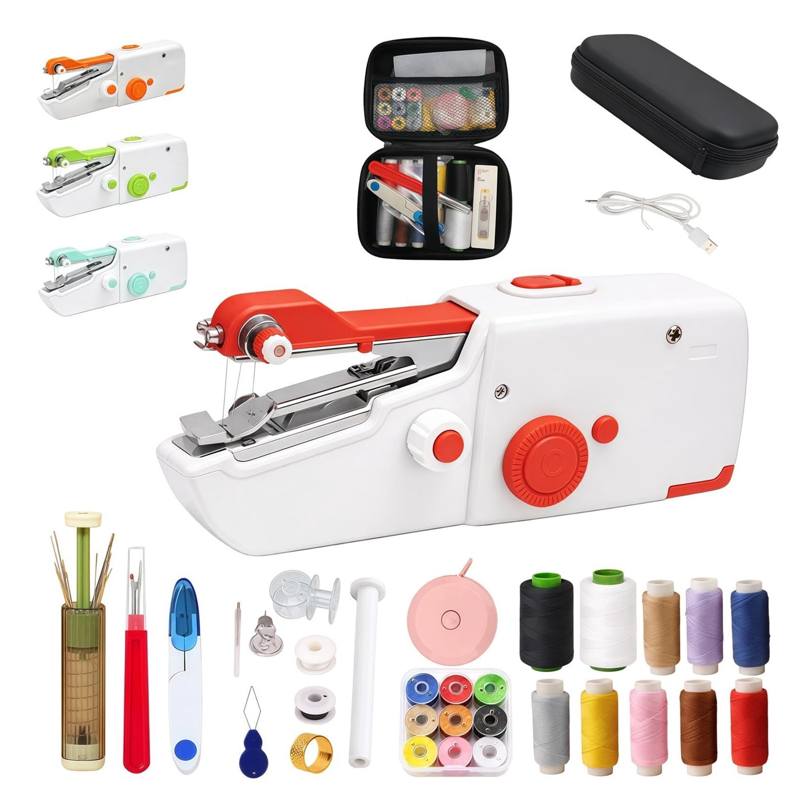 Portable Handheld Sewing Machine, Mini Rechargeable Sewing Tool for Beginners, Electric Handheld Sewing Kit, Easy Hemming & Stitching for Clothes, Pockets, and Pants, Travel-Friendly