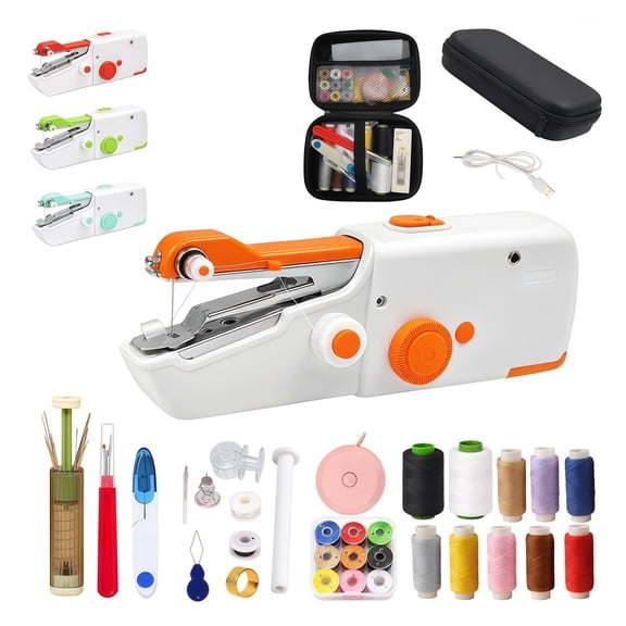 Portable Handheld Sewing Machine, Mini Rechargeable Sewing Tool for Beginners, Electric Handheld Sewing Kit, Easy Hemming & Stitching for Clothes, Pockets, and Pants, Travel-Friendly
