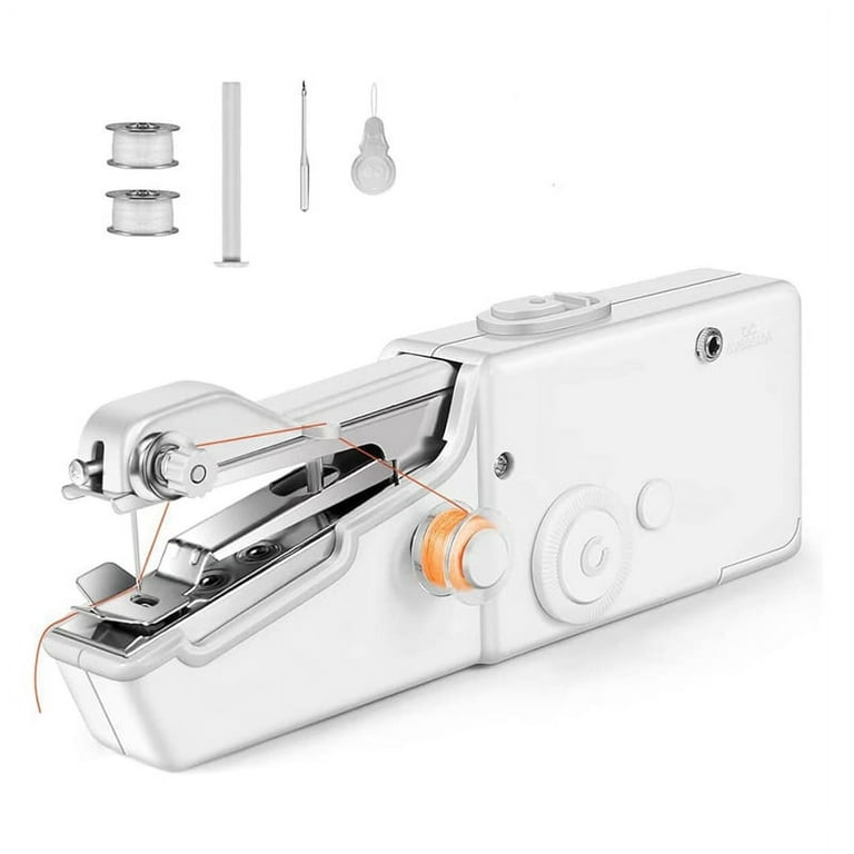 Handheld Sewing Machine Mini Electric Hand-Held Cordless Portable Sewing Machine Quick Repairing Quick Stitch Tool, Size: Small, White