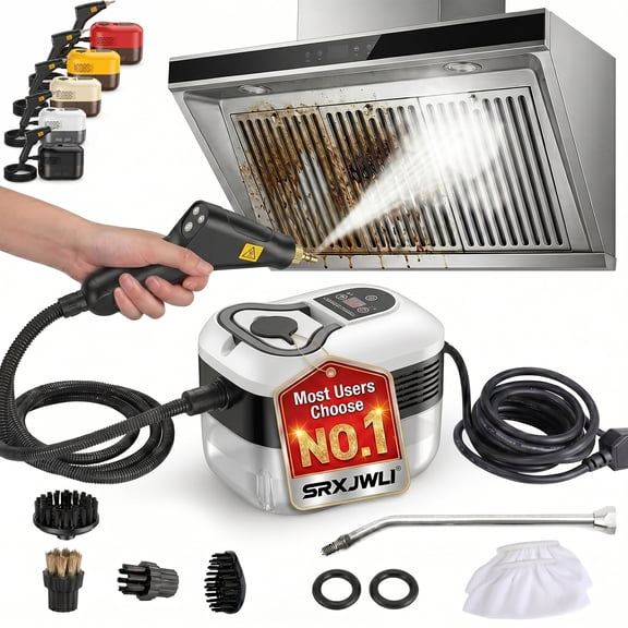 Portable Handheld Steam Cleaner 2500w Handheld High-Temperature Pressurized Steam Cleaner for Home Car Detailing Small Areas High Pressure Professional 1200ml Rapid Mop to Clean Walls - WHITE