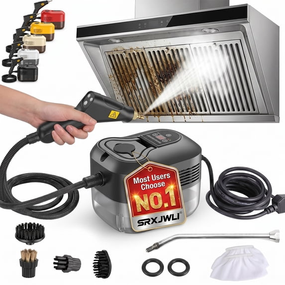 Portable Handheld Steam Cleaner 2500w Handheld High-Temperature Pressurized Steam Cleaner for Home Car Detailing Small Areas High Pressure Professional 1200ml Rapid Mop to Clean Walls - BLACK