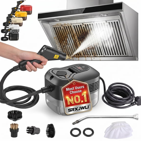 Portable Handheld Steam Cleaner 2500w Handheld High-Temperature Pressurized Steam Cleaner for Home Car Detailing Small Areas High Pressure Professional 1200ml Rapid Mop to Clean Walls - BLACK