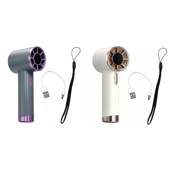 Portable Handheld Turbo Fan, 1-100 Speeds Rechargeable Ice Cooling Personal Fan LED Display Metal Shell with Lanyard