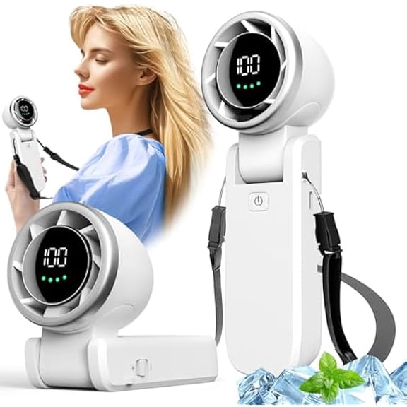 Portable Handheld Turbo Fan, 100 Gear Wind, 3-IN-1 Foldable Personal Handheld Mini Fan with Air Turbo Cooling, 3600mAh Battery Operated Fans Rechargeable for Travel Working Outdoor Activities