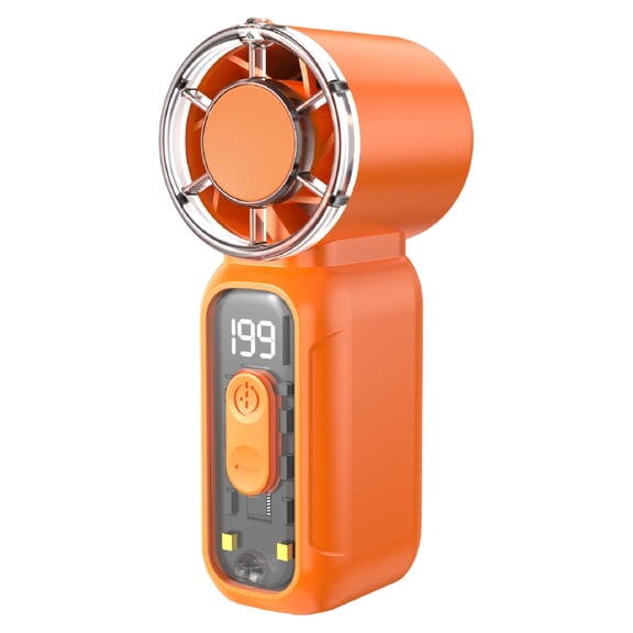 Portable Handheld Turbo Fan 199 Speed Rechargeable Personal Fan with Flashlight Small Pocket Fans for Outdoor Travel Gifts for Women & Men (Orange)