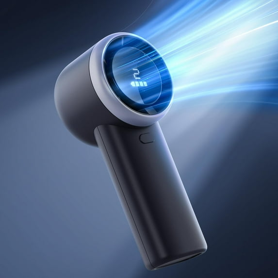 Portable Handheld Turbo Fan,4000mAh Battery Rechargeable Personal Mini Fan with 5 Speeds,Digital Display,Gifts for Women Men Camping Travel Outdoor Grey