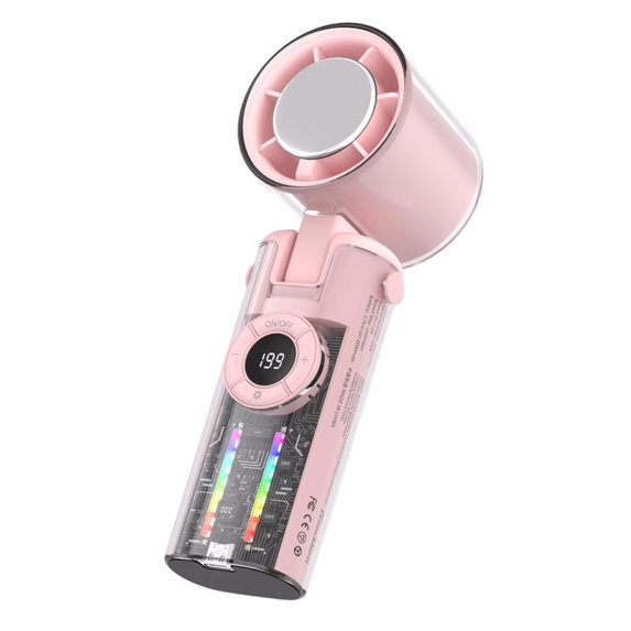 Portable Handheld Turbo Fan, 5 Gear Wind,4000mAh Battery Operated, Up to 10 Working Hours, 3 IN 1 Hand Fan Rechargeable with Air Turbo Tech Cooling Fan for Outdoor Activities, Travel, Working
