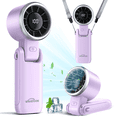 thumbnail image 1 of Portable Handheld Turbo Fan,180° Adjustable Foldable Desk Fan,5-Speed LED Display Foldable HandHeld Fan,4000mAh Battery Rechargeable Personal Cooling Fan for Travel & Outdoor Use(Purple), 1 of 8