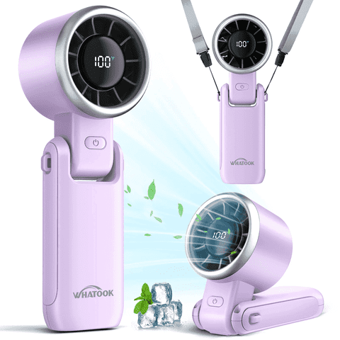 Portable Handheld Turbo Fan,180° Adjustable Foldable Desk Fan,5-Speed LED Display Foldable HandHeld Fan,4000mAh Battery Rechargeable Personal Cooling Fan for Travel & Outdoor Use(Purple)