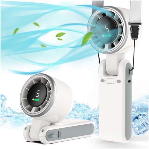 Portable Handheld Turbo Fan, 5 Gear Wind, Battery Operated, Up to 12 Working Hours, 3 IN 1 Hand Fans with Air Turbo Tech Cooling Fan for Outdoor Activities, Travel, Beach (White)