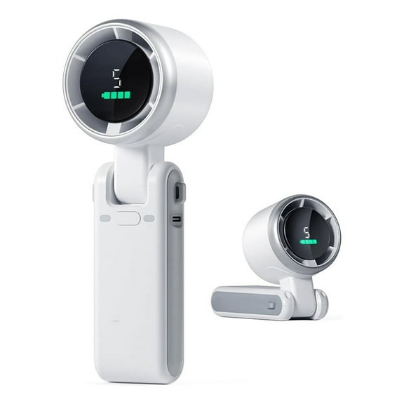Portable Handheld Turbo Fan, 5 Gear Wind, Battery Operated, Up to 12 Working Hours, Hand Fan with Air Turbo Tech White