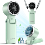 Kidsjoy Portable Handheld Turbo Fan, 5 Gear Wind Hand Fan, Battery Personal Fan Portable Rechargeable, 12 Hours Pocket Fan, 3 In 1 Hand Held Fan, Portable Fan for Travel, Outdoor, Indoor (Green)