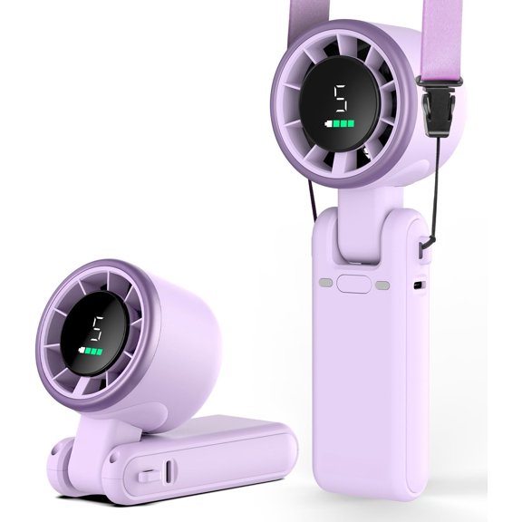 Portable Handheld Turbo Fan, 5-Speed Personal Fans, 5000mAh  Fans Up to 12 Hours, Weight only 0.6lb Small Fan, Hand//Desk Fan 3 IN 1, Beach Vacation Essentials(Purple)
