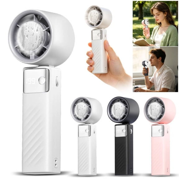 Portable Handheld Turbo Fan - Foldable Mini Fan with Air Turbo Tech, 1-199 Speed Adjustment, 20H Runtime, LED Display, Battery-Powered for Indoor/Outdoor Use Nude Pink,1pc