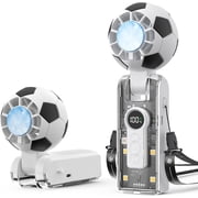 Portable Handheld Turbo Fan with Ice Cooler, 5 Gear Wind, Soccer-Shaped Mini Personal Fan, 6000mAh Rechargeable Pocket Fan for Travel/Outdoor/Office, 180  Adjustable, 20H Max Runtime