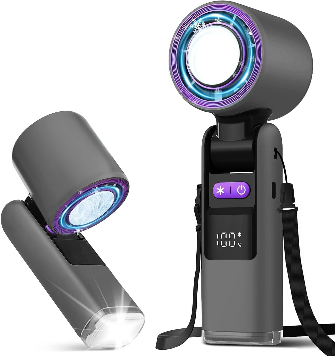 Portable Handheld Turbo Fan with Ice Cooling, 5000mAh Rechargeable ...