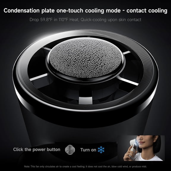 Portable Handheld Turbo Fan with Ice Cooling, 9000mAh Rechargeable Personal Fan, 100-Speed Wind, Built-in Type-C Cable, LED Display, 135 °   Tilt Foldable for Desk/Neck/Travel-White