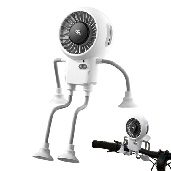 Portable Handheld Turbo Fan,Portable Robot Fan Man Table Fan – 3 Speeds with Strong Airflow, Rechargeable Battery & Suction Cup Base for Office Home Outdoor Camping Travel(MulticolorC)