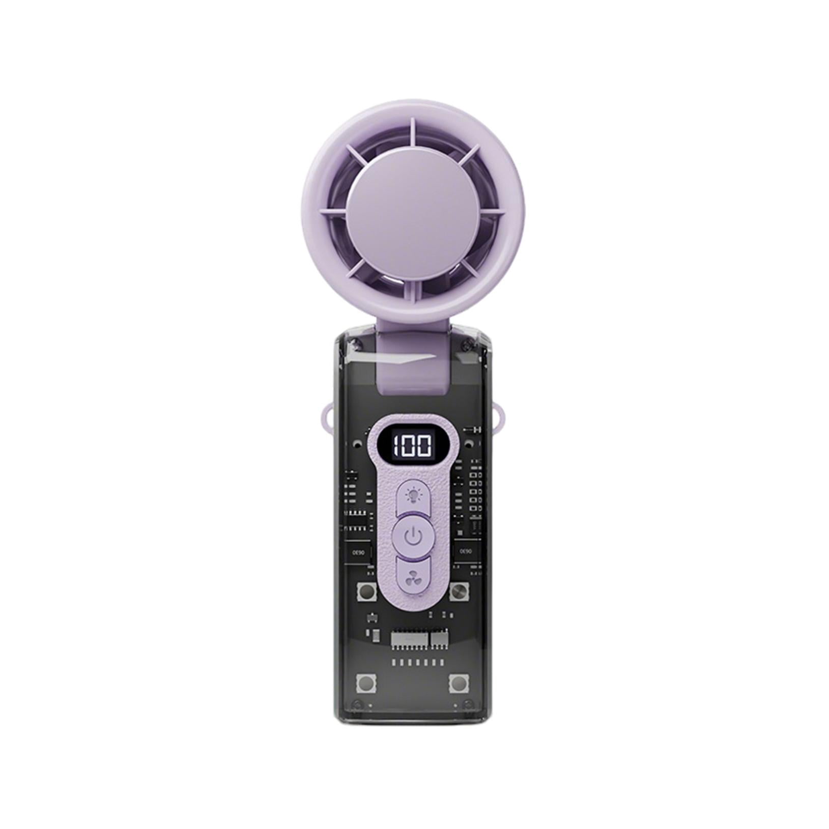 Portable Handheld Turbo Fan Rechargeable Foldable C*ooling Fan FC6 USB fan with Ice C*ooling, 1100 Stepless Speeds, Neck & Desk Fan for Outdoor, Travel, Camping, Hiking, Working (Purple)