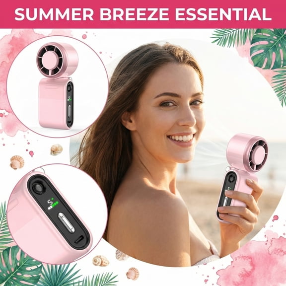 Portable Handheld Turbo Fan, Small but Mighty Whisper Quiet Long Lasting, 3 Speed High Velocity Rechargeable Mini Fan, Personal Fan for Outdoor Travel