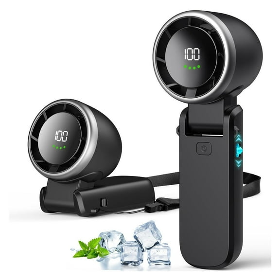 Portable Handheld Turbo Fan, Stepless 100 Gear Wind Rechargeable Personal Hand Fan, 5000mAh Handheld Mini Fann with Air Turbo Tech Cooling, 3 IN 1 Pocket Fans Travel Fans for Outdoor/Indoor Activities