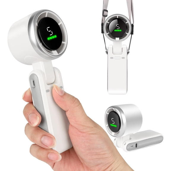 Portable Handheld Turbo Fan for Travel - 5 Gear Wind, Up to 12 Working Hours, 3-IN-1 Handheld Mini Fan with Air Turbo Tech Cooling,  Personal Rechargeable Pocket Fan for Outdoor Activities