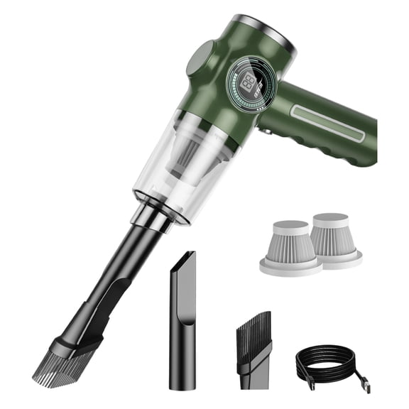 Portable Handheld Vacuum Cleaner - Cordless Design With Super Suction Power, Compact Blower/Duster Function, Extended Nozzle & Brush Nozzle Included - Car Interior, Pet Hair, Home
