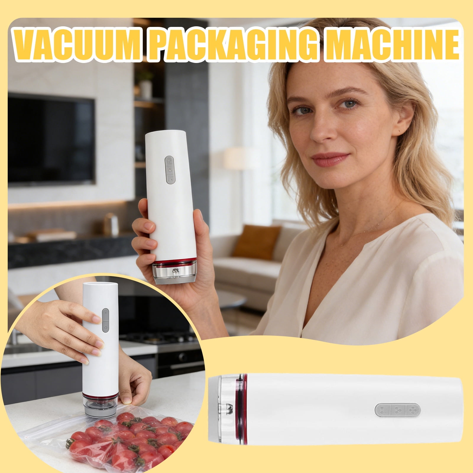 Portable Handheld Vacuum Sealer Machine, Reusable Food Saver for Freshness, Compact Vacuum Storage System for Kitchen, Home, Travel - Starter Kit (1 Sealer, 30 Bags, 1 Power Cord)