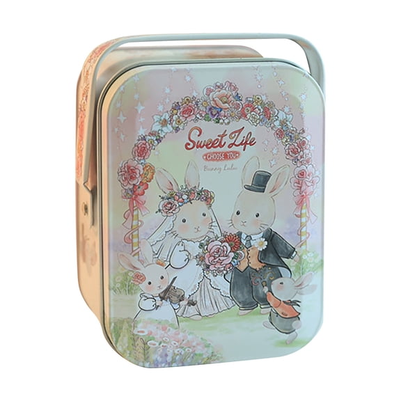 Portable Handle Metal Tin Makeup Stationery Organizer Compact Desktop Box for Office Vanity Home Small Item Tidy Multi Use Storage