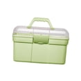 thumbnail image 1 of Portable Handled Storage Box Sewing Box 2 Layers Art Craft Organizer Lockable Container with Lid for Cosmetic Manicure Tools Green, 1 of 8