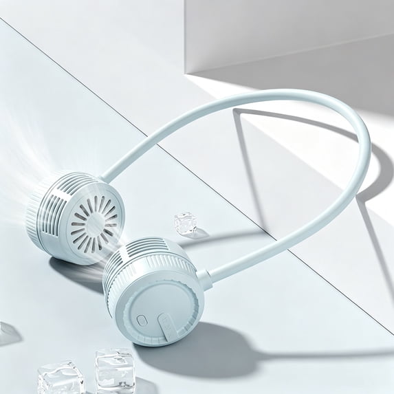 Portable Hands Free Neck Hanging Fan 3 Speeds Adjustable 360° Rotatable Flexible Head Wearable Fan Type C Rechargeable Personal Fan for Travel Sports