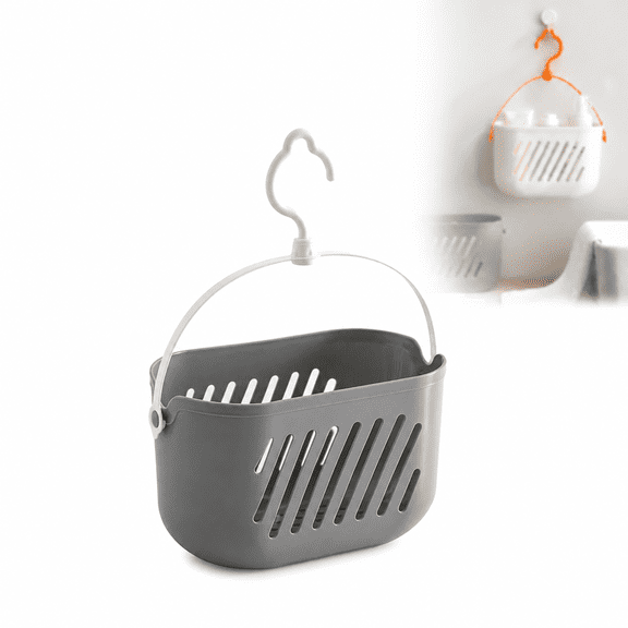 Portable Hanging Shower Caddy, Lightweight Plastic Bathroom Organizer with 360° Rotating Hook, Quick-Dry Open Design, Large Capacity, Ideal for Dorm, Gym & Travel(Gray)
