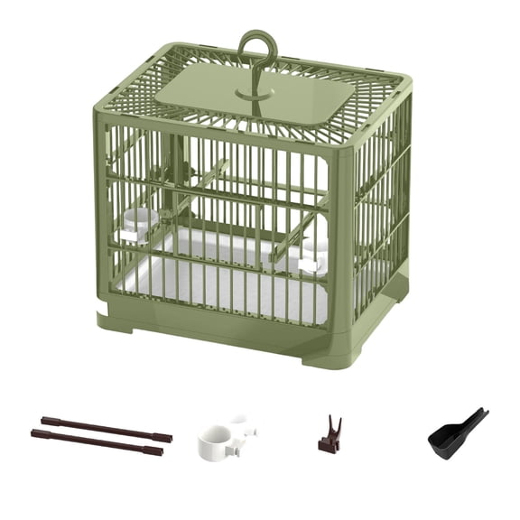 Portable Hanging Small Bird Cage - Easy Assembly Travel Parrot Cage with Perches & Feeders for Budgies, Lovebirds, Finches (Size/Colour as Pictured)
